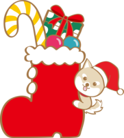 かわいいクリスマス(長靴から覗く犬サンタクロース)
