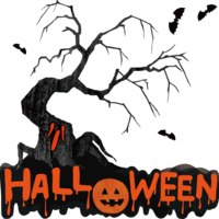 Scary and cool (ghost tree) Halloween (with logo characters)