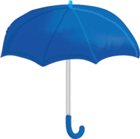 Blue umbrella (open) / rainy season