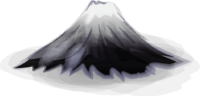 水墨画-富士山と霞