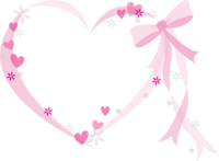 Heart-shaped ribbon frame material (pink) Heart