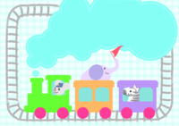 Cute background illustration (animals and locomotives)