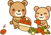收获草莓的熊可爱-春天