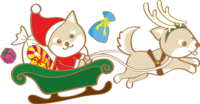 かわいいクリスマス(柴犬サンタクロースとトナカイ)