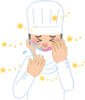 Chef's hay fever-Illustration (mask-sneezing-snot-itching eyes)