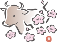 Brush-style plum blossom and cow profile-Business 2021-Ox year