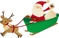 Fashionable Santa Claus (riding a sleigh)