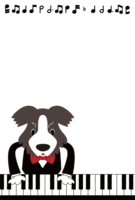 Fashionable dog (playing the piano) Background (vertical)