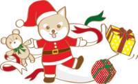 かわいいクリスマス(プレゼントと柴犬サンタクロース)