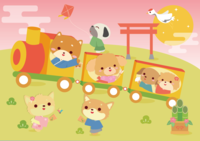 Animal nursery school for dogs riding the New Year's train-Background