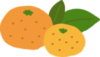 Two cute oranges and leaves