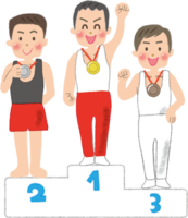 オリンピック表彰台-体操(男子)選手
