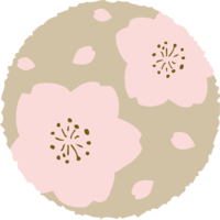 円の中に版画風の桜の花びら-おしゃれ