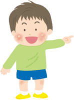 Boy pointing to the right / kindergarten