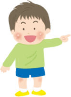 右側を指差す男の子／幼稚園