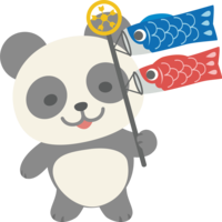 Cute animal with a panda carp streamer