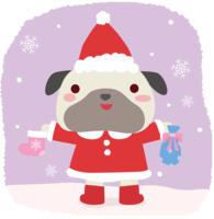 Pug (dog) Santa Claus Christmas cute animal