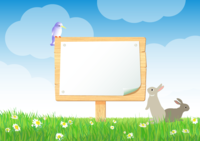 Cute field signboard background illustration / summer