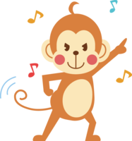 かわいい猿-年賀状-ダンス