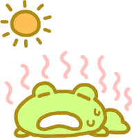 快要中暑的青蛙!汗流浃背的可爱插图(动画)