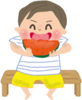 Boy eating watermelon / Summer vacation