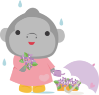 ゴリラ-梅雨-傘-かわいい動物