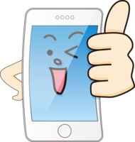 Winking smartphone poses with thumbs up