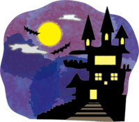 Halloween castle (full moon moonlit night)