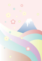 Cute Japanese style Mt. Fuji pastel background