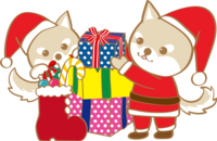 Cute Christmas (Dog Santa Claus preparing gifts)