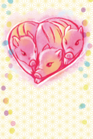 Cute wild boar (Heart Uribo Pink) New Year's card 2019 background (vertical)