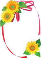 红丝带和向日葵纵长椭圆框架插图(时尚漂亮真实篇