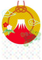 赤富士山(和風サークル)年賀状背景