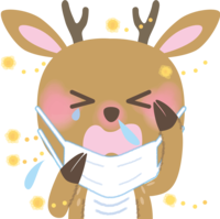 Deer pollinosis-Illustration (mask-sneezing-snot-itching eyes)