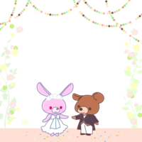 Good friends rabbit and bear-frame material-decorative frame background