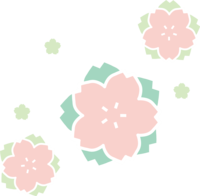 淡粉色和绿色樱花图案