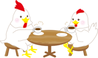Cute rooster couple of coffee time
