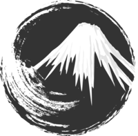 Black and white-Mt. Fuji (brush circle) background