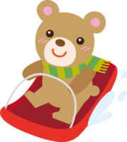 Winter (bear playing sledding)