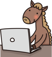 Horse typing on a computer
