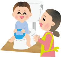 Children training toilets in a nursery school