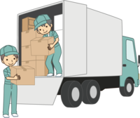 Moving company packing by truck