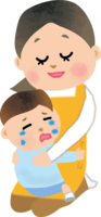 Nursery teacher (female) who comforts crying nursery school children