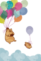 Cute wild boar (balloon) New Year's card 2019 (vertical) background