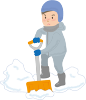 A man shoveling snow