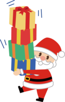 December Christmas illustration cute (Santa holding a present)