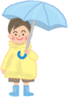 Boy holding an umbrella / rainy season