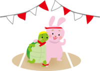 Turtle and rabbit two-legged race_athletic meet