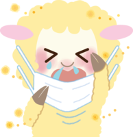 Sheep pollinosis-Illustration (mask-sneezing-snot-itching eyes)