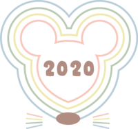 2020 characters-child year while rainbow-colored lines in the shape of a mouse (mouse) overlap